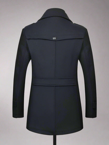 Blue Moon Fashion Men's Wool Zipper Double Collar Coat