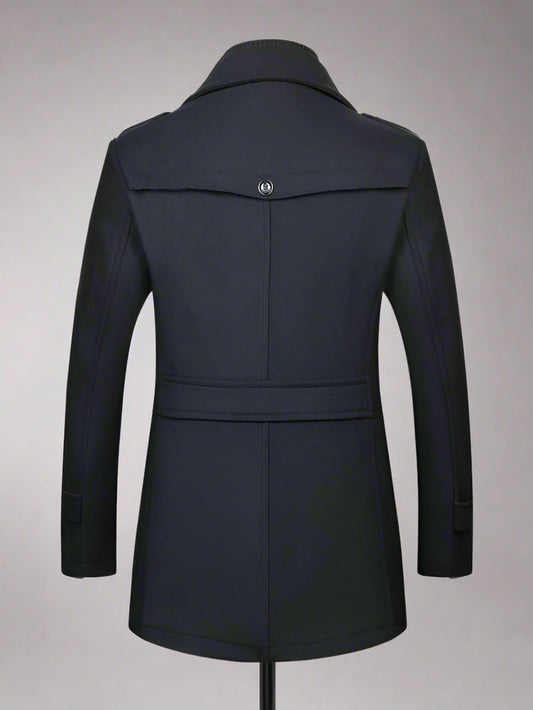 Blue Moon Fashion Men's Wool Zipper Double Collar Coat
