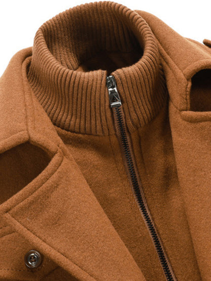 Blue Moon Fashion Men's Wool Zipper Double Collar Coat