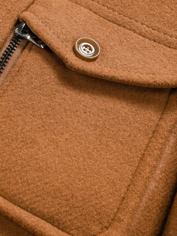 Blue Moon Fashion Men's Wool Zipper Double Collar Coat