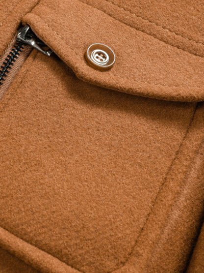 Blue Moon Fashion Men's Wool Zipper Double Collar Coat