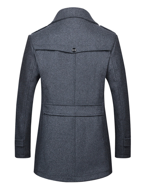 Blue Moon Fashion Men's Wool Zipper Double Collar Coat