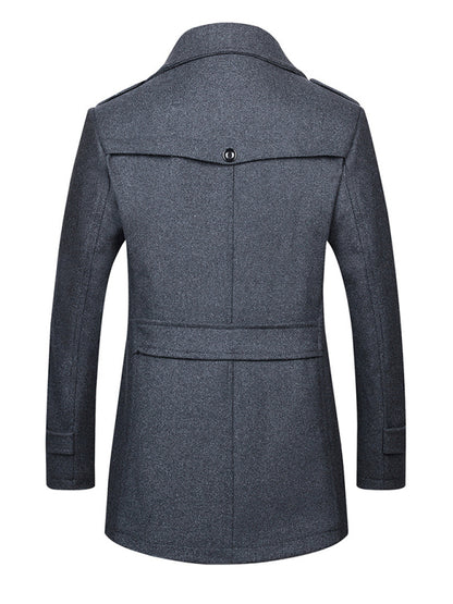 Blue Moon Fashion Men's Wool Zipper Double Collar Coat