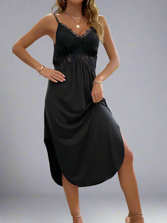 Eda Black Lace Panel Dress