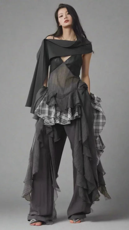Vista Gray Plaid Dress