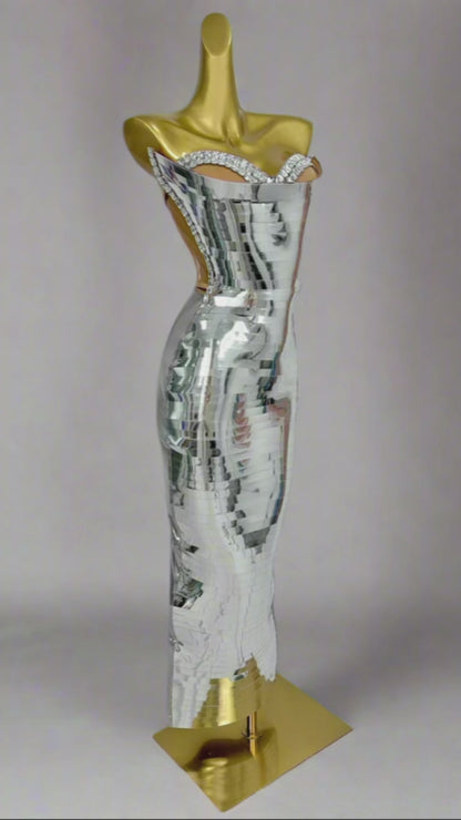 Sparkly Mirrors Skinny Long Dress